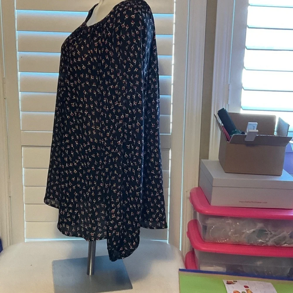 Chaps Black Floral Blouse